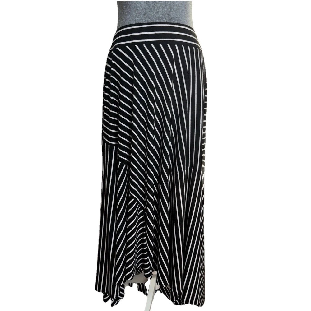 Torrid Hi-Low Maxi Skirt Sz 1 = 14 16 Black White Stripes Nautical Yacht Coastal - Picture 2 of 16